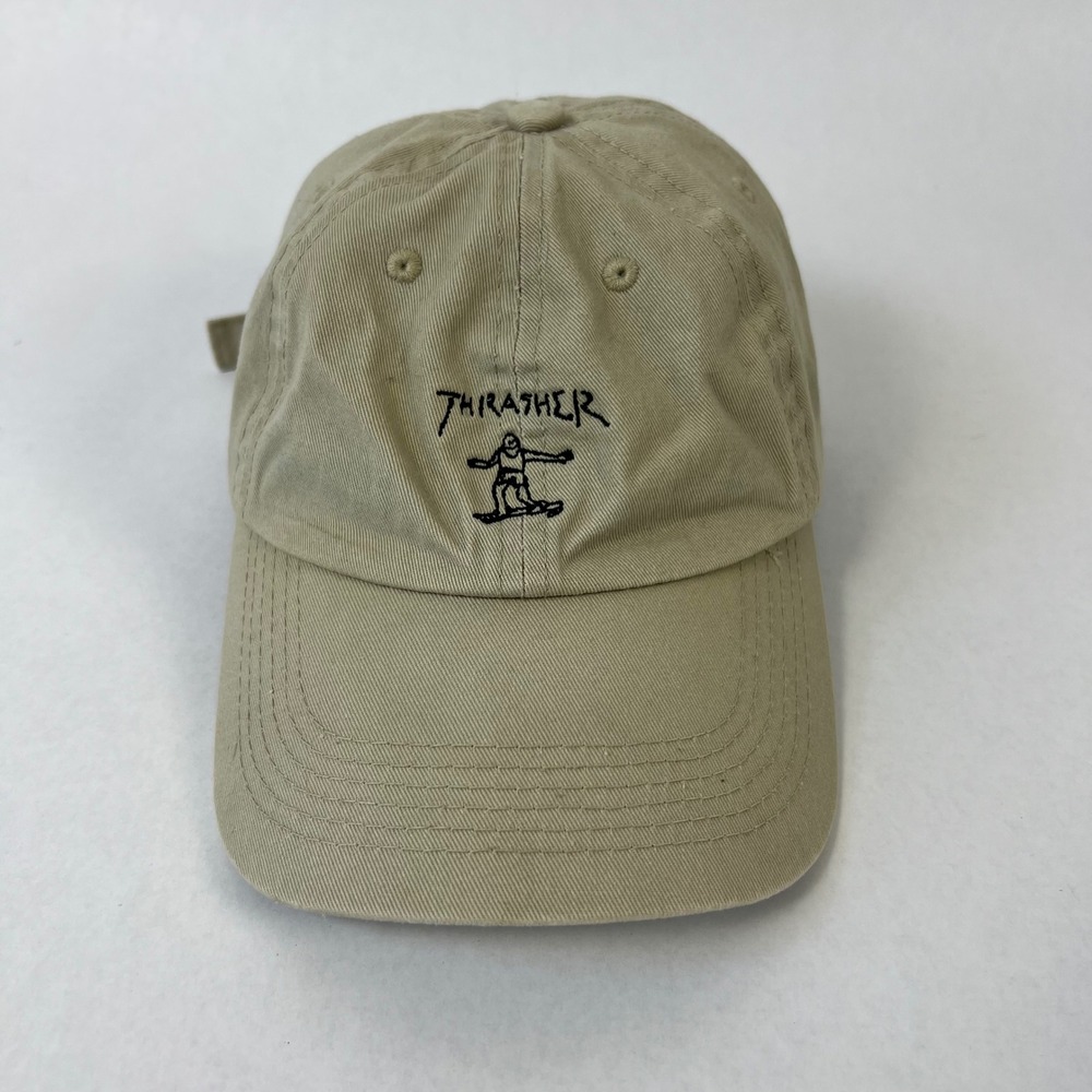 Thrasher Magazine Skate Dad Hat Men's OS Tan Skater Embroidered Strapback Cap